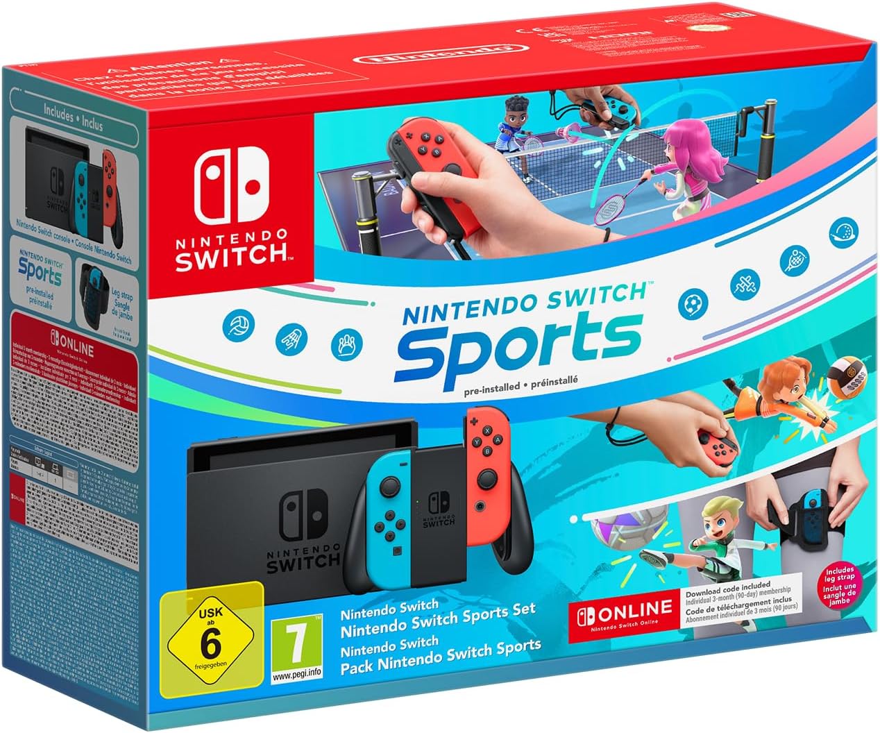 Nintendo Switch con Joy-Con Rosso Neon e Blu Neon + Nintendo Switch Sports + fascia per la gamba + 3 mesi di Nintendo Switch Online: prova, unboxing, pro e contro